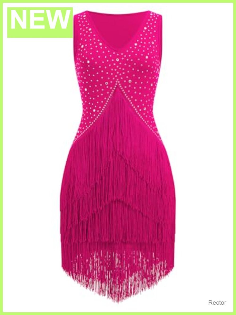 Rhinestones Fringe Tassel Latin Dance Dress Sleeveless Ballroom Competition